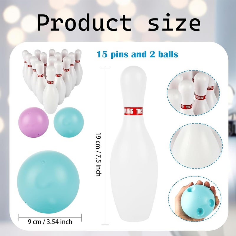 Norcoin 17 Pcs Kids Light up Bowling Ball Toys Set Glow in The Dark Bowling Pins Toy Game with 15 Pins & 2 Balls Fun Sports Games for Kids Toddler Indoor & Outdoor Boys Girls Children - Image 2